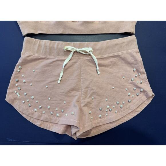 Anthropologie Mustard Seed Two Piece Set Pearl Beading S Crop Top / M Shorts - Picture 2 of 16
